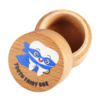 Tooth Fairy Box, Colored Tooth Box for Boys Cute Wooden Tooth Fairy Keepsake Lost Teeth Holder to Put Under Pillow for Birthday 