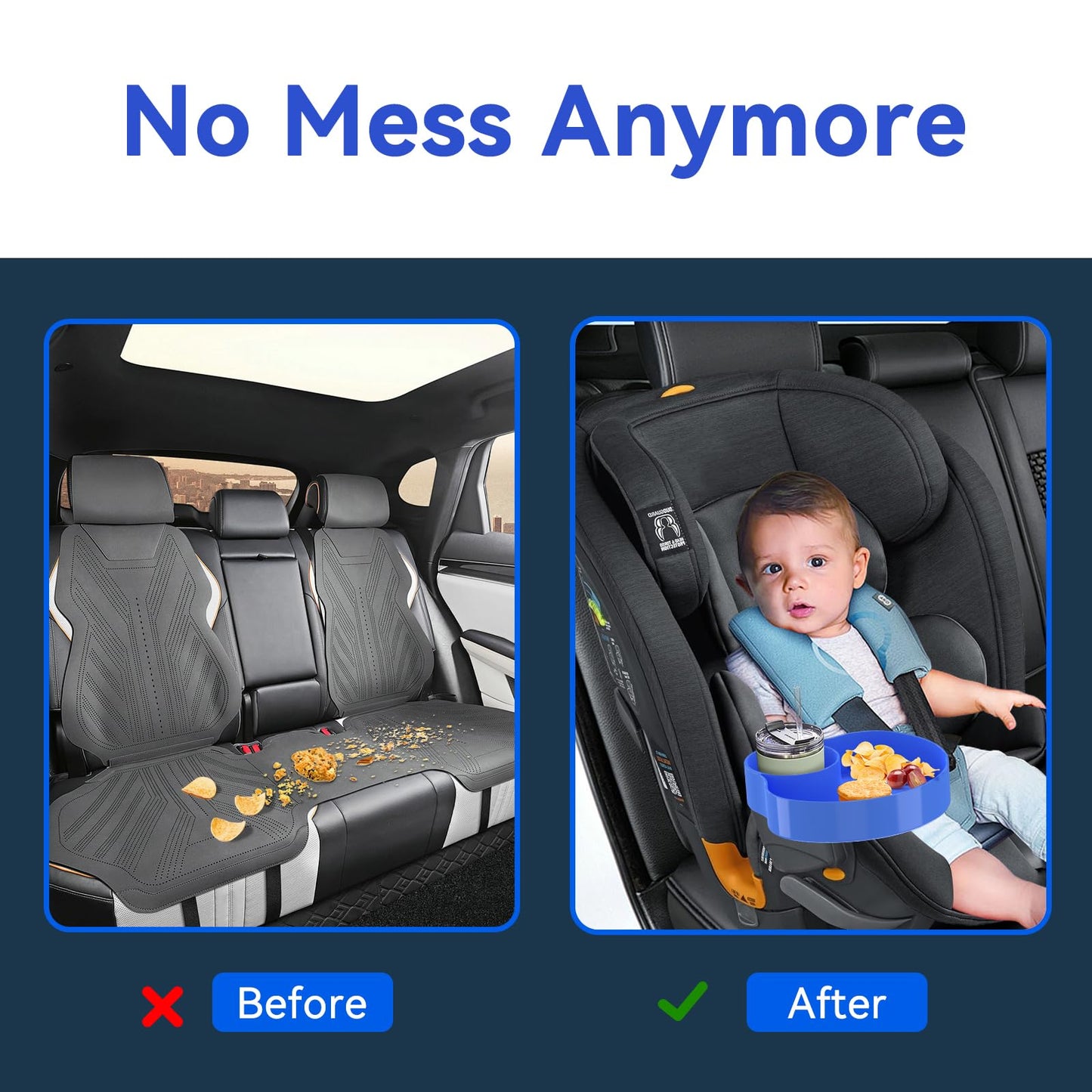 Sspont Kids Car Seat Tray, Travel Tray With Cup Holder For Toddler, Kids Car Seat Food Snack Tray For Road Trip, Stroller Snack