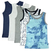 Honestbaby Sleeveless Muscle T-Shirts 100% Organic Cotton For Infant Baby And Toddler Boys, Girls, 5-Pack Watercolor World, 0-3