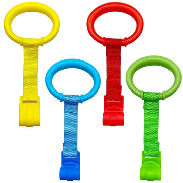 Codree 4 Pcs Baby Playpen Pull Up Rings- Baby Crib Pull Up Rings- Baby Walking Exercises Assistant Rings- Baby Bed Stand Up Ring