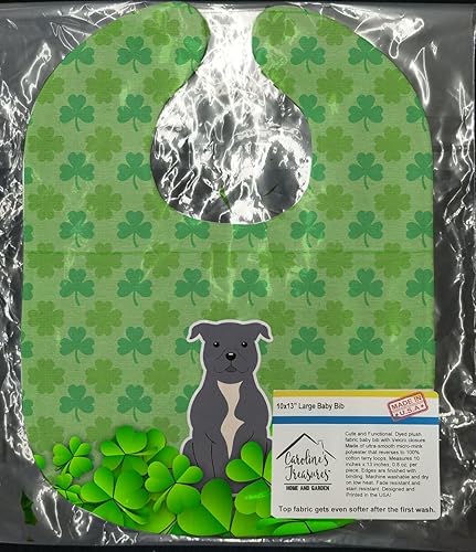 Carolines Treasures Shamrocks Baby Bib, Staffordshire Bull Terrier Blue, Large