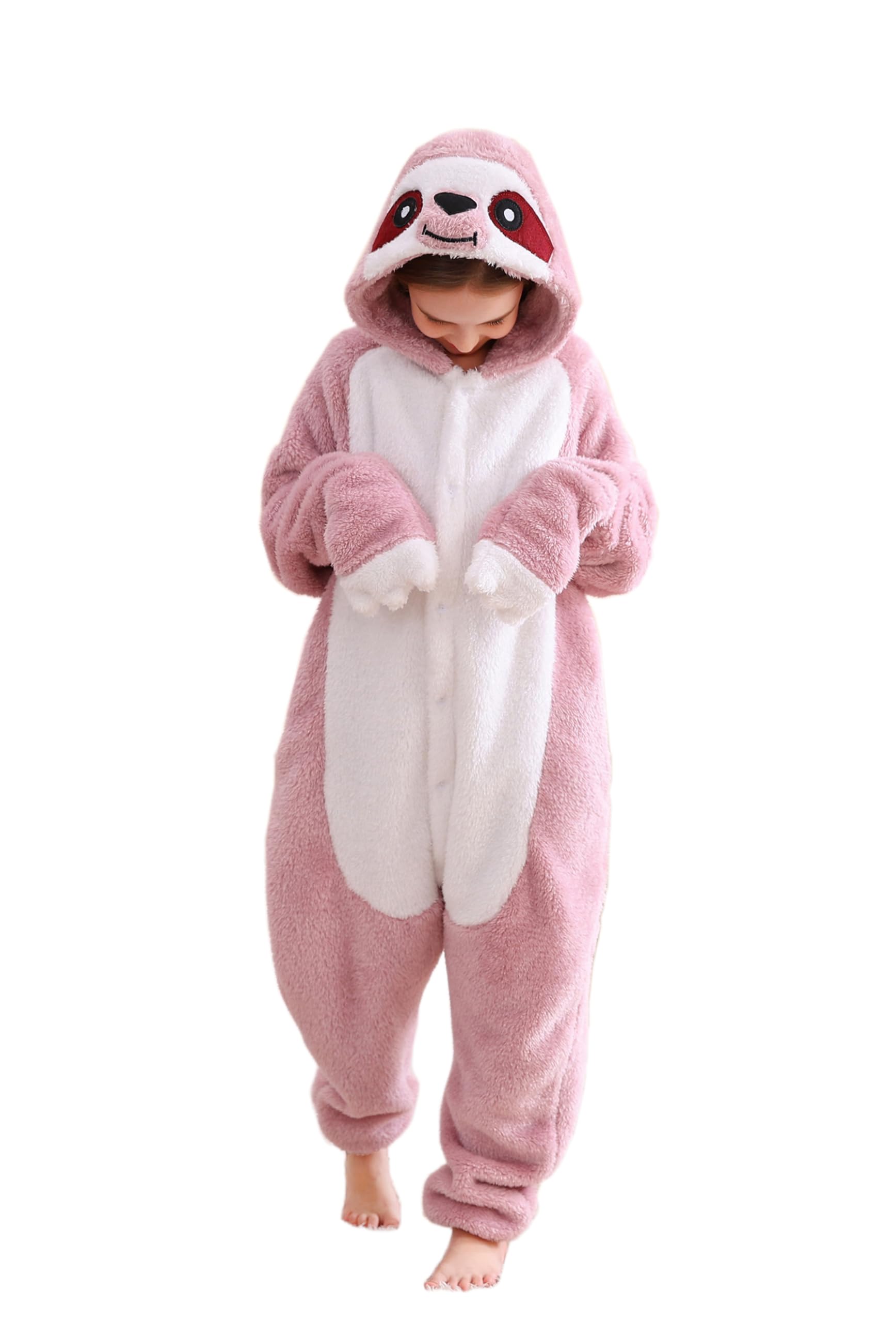 CuteOn Pink Sloth Onesie Kids Animal Pajamas for Boys Girls Halloween Christmas Costume Height for 110cm
