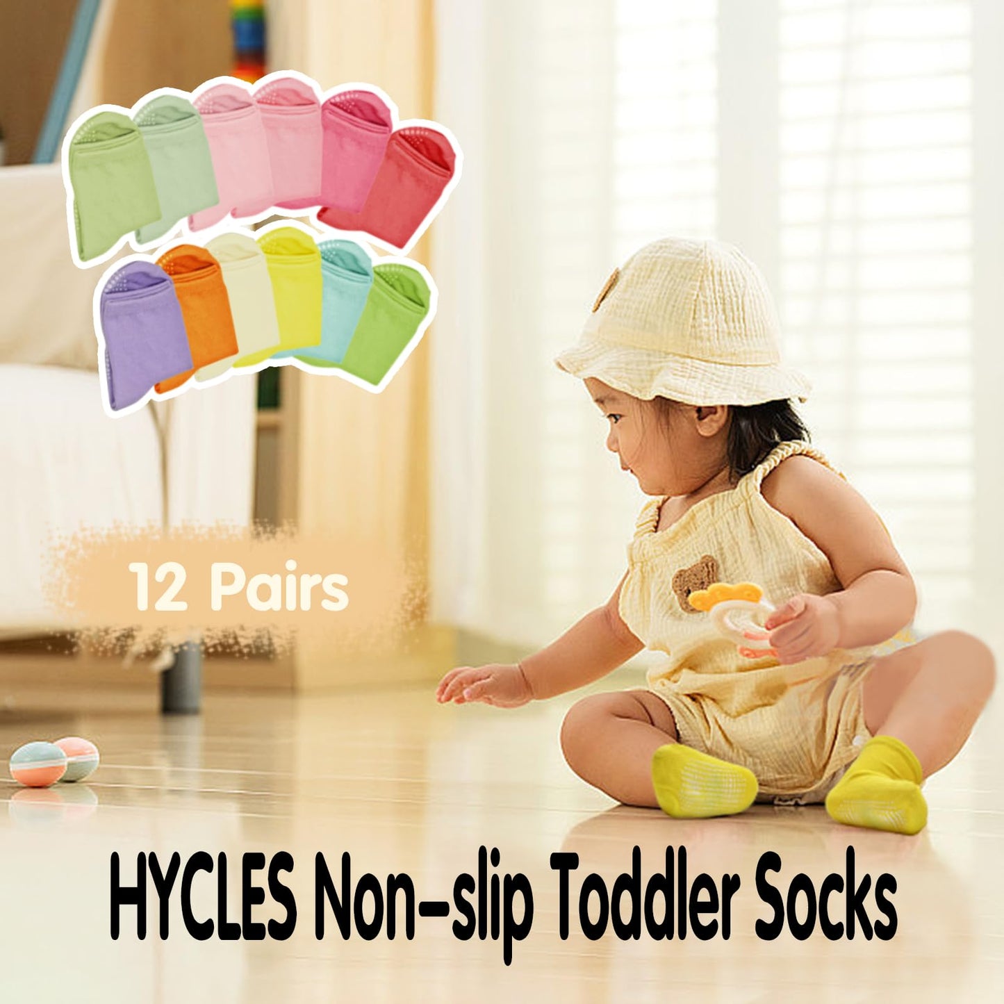 Hycles Non-Slip Toddler Socks With Grips Kids Anti Slip Sticky Socks For Infant 1-3 Years Kids Toddler Slipper Socks