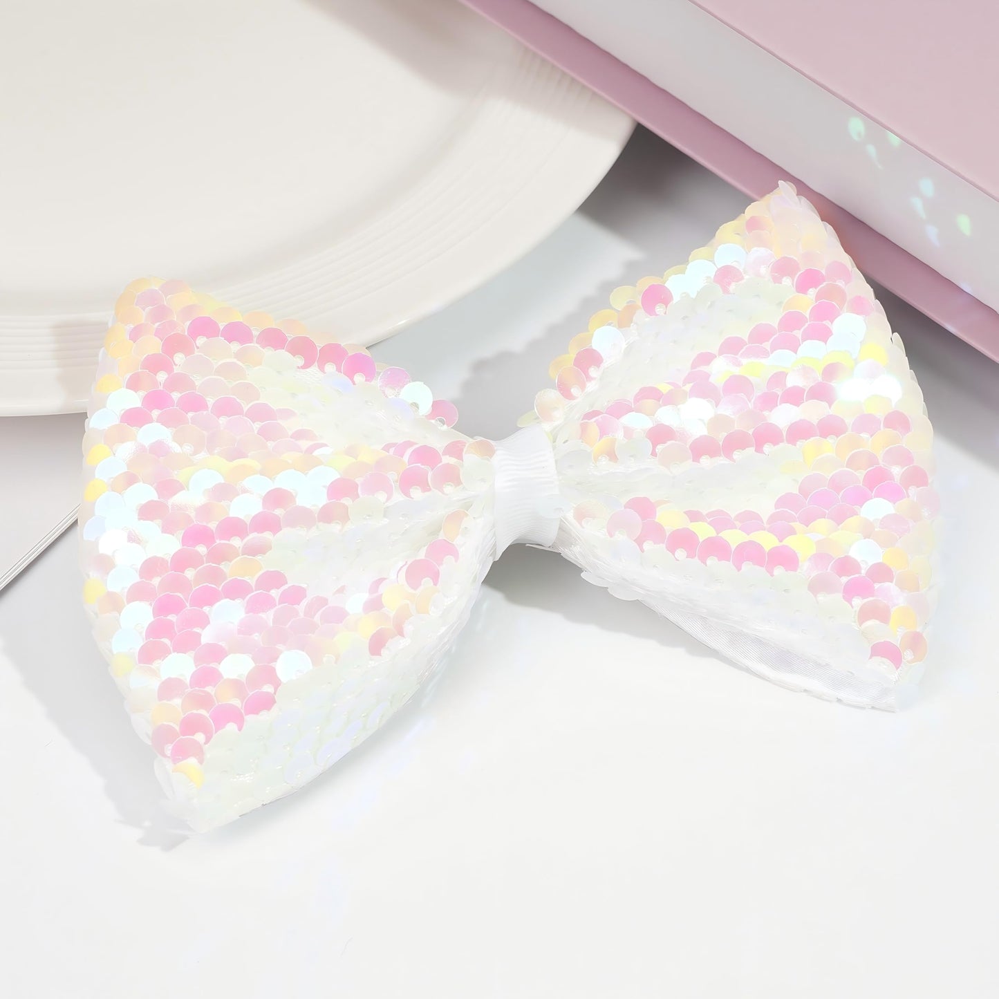 C  Llot Party Festival Baby Girls Sparkling Bows Clips Glitter Sequins 5' Hair Bows Alligator Hair Clips For Girls Baby Childre