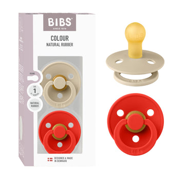 Bibs Colour Pacifier 2-Pack, Bpa Free Dummy Binky, Round Nipple. Natural Rubber Latex, Made In Denmark, Size 1 (0-6 Months), Van