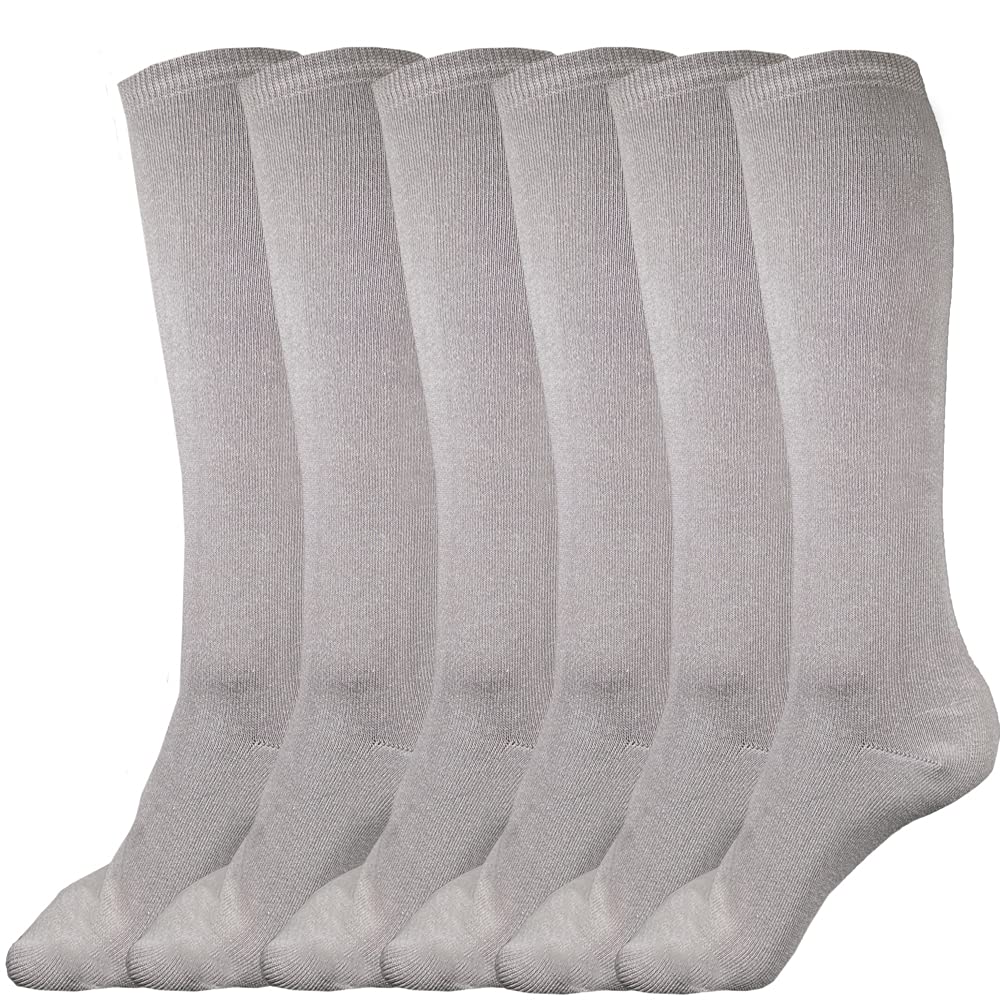 Judanzy 3 Pairs Of Boys And Girls Solid Knee High Uniform Socks For School, Soccer, Football, Afo Etc. (4-6 Years, Gray)