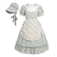 Nuoqi Prairie Dresses For Girls, Green Laura Ingalls Wilder Costume Pioneer Colonial Dress With Yellow Apron, 8-9