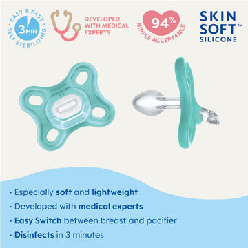 Mam Comfort Baby Pacifier, 100% Lightweight Silicone, Sterilizer Case, Unisex, 0-3 Months (Pack Of 2)