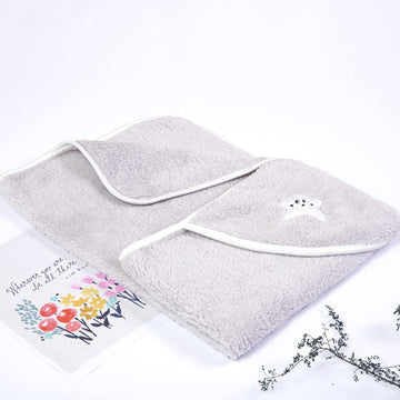 NAMAN Newborn Hooded Baby Blanket, Sleeping Bag, Baby Towel and Baby Wrapper for Baby Girl and boyGrey_Smile Star