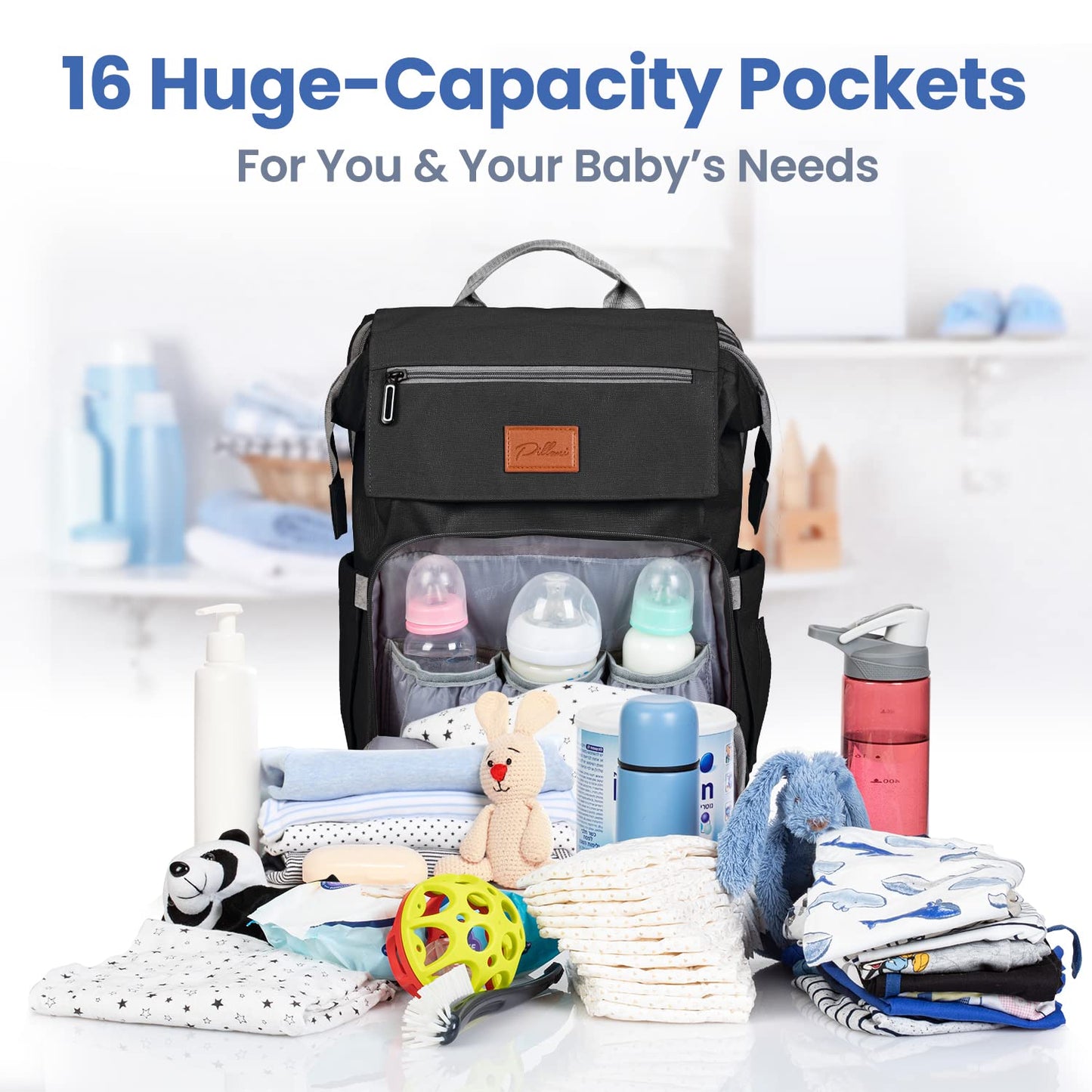 Pillani Baby Diaper Bag Backpack, Baby Bag For Boys& Girls,Diaper Backpack,Baby Registry Search,Newborn Essentials Baby Gifts