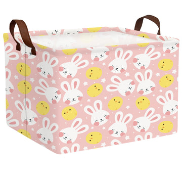 ASKETAM Large Cute Easter Basket for Kid Empty Gift Baby Rectangle Storage Bin Bunny Eggs Boy&Girl Room D  cor (Rabbit Chicken S