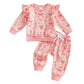 mlpeerw Toddler Baby Girl Valentines Outfit 3 6 9 12 18 24 Months Long Sleeve Sweatshirt Pants Set Cute Spring Clothes (Easter b