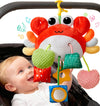 Choco Bear Baby Car Seat Toy, Baby Toys 0-6 Months Newborn Toys 0-3-6-12 Months,Infant Sensory Toy with Rattles & Mirror,Strolle