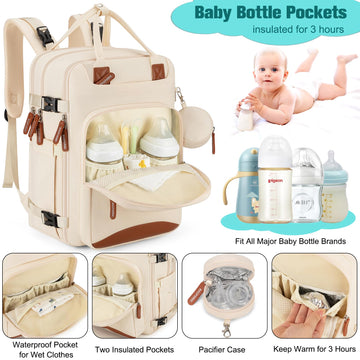Diaper Bag Backpack,Bagparkk Multi Function Baby Bag With Portable Changing Pad, Pacifier Holder,Waterproof Diaper Bags With Usb