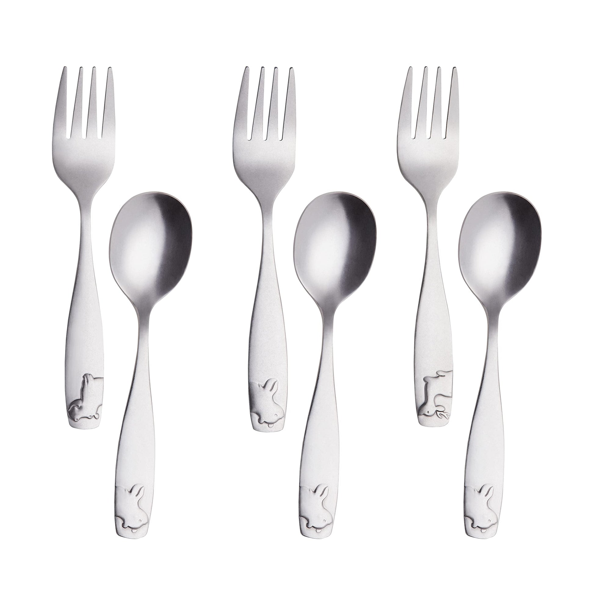 Annova Kids Silverware 6 Pieces Children'S Safe Flatware Set Stainless Steel - 3 X Children Forks, 3 X Children Dinner Spoons, T