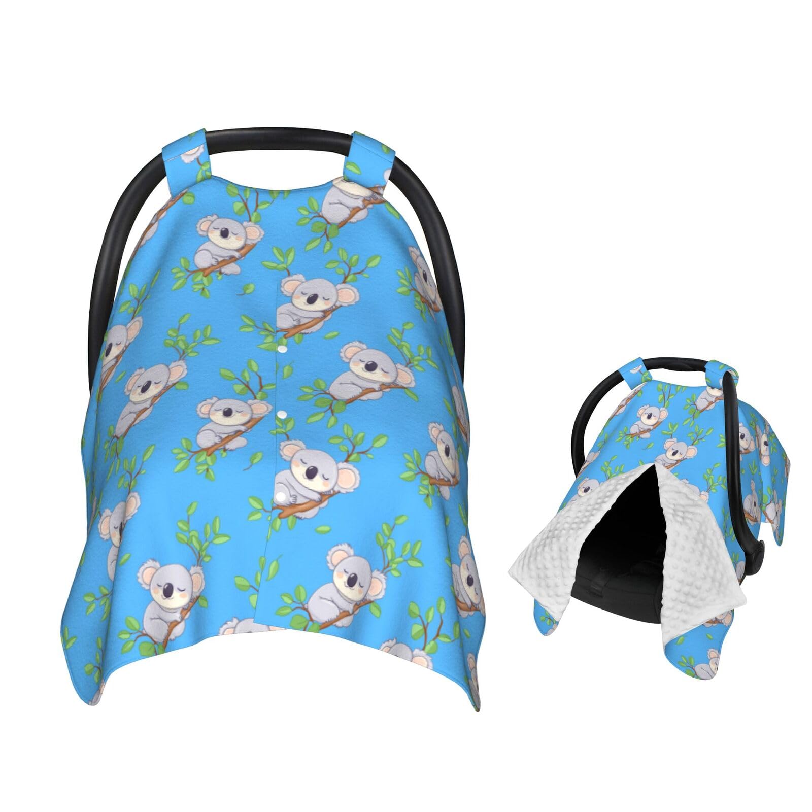 Muishi Happy Koala Sleeping Baby Car Seat Canopy Nursing Cover for Newborn Car Seat Breastfeeding Covers Blanket Newborn Shower 
