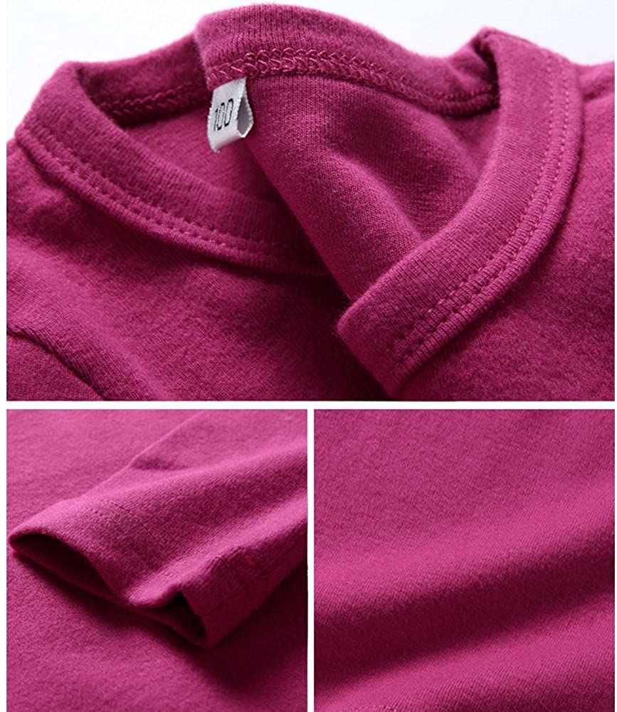 Kisbini Unisex Girls 100% Cotton Long Sleeve T-Shirt Top Tees Pink 3T