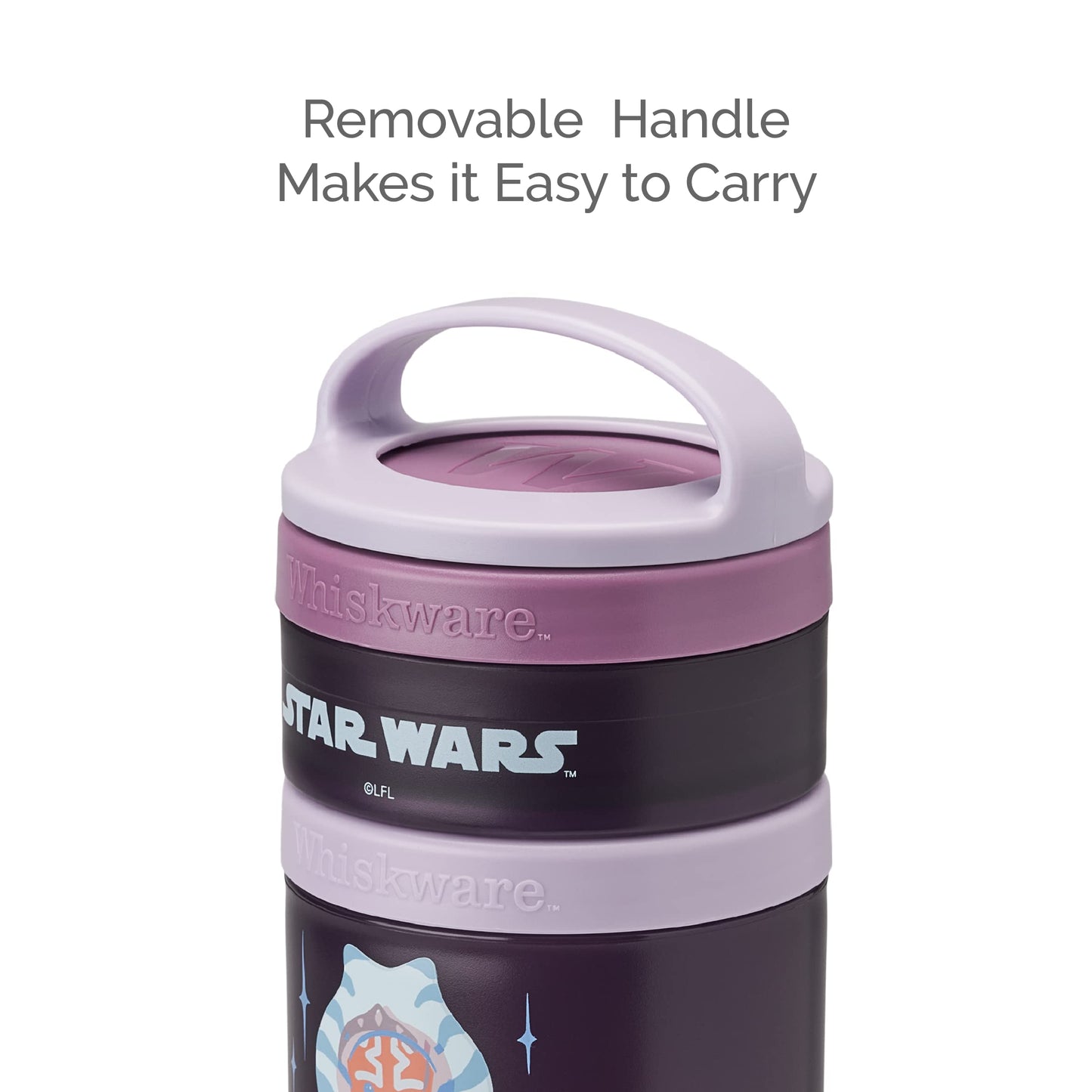 Whiskware Star Wars Stackable Snack Containers For Kids And Toddlers, 3 Stackable Snack Cups For School Or Travel, Mando, Grogu,