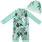 Umelok Baby Girl Swimsuit Infant Upf 50+ Bathing Suit (Green Tropical Plants, 0-3 Months)