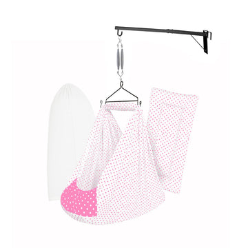 Beetot Baby Set | Pure Cotton Cloth, Removal Pad, Mosquito Net, Spring, Triangle And Window Hanger | Fs- (Light Pink, Dot Design