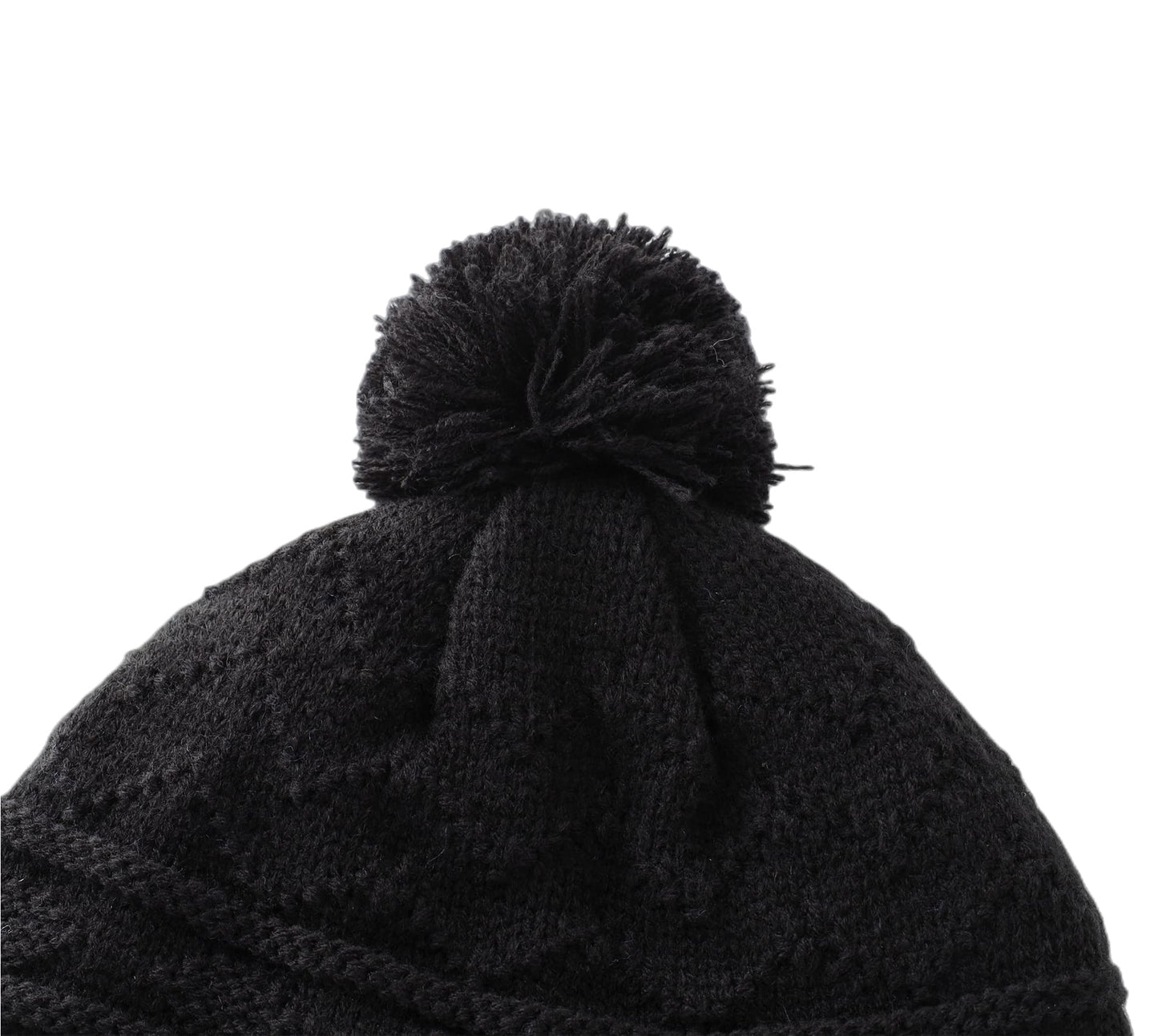 Connectyle Toddler Boys Girls Fleece Lined Knit Kids Hat With Earflap Winter Hat (Black, 6-12 Months)