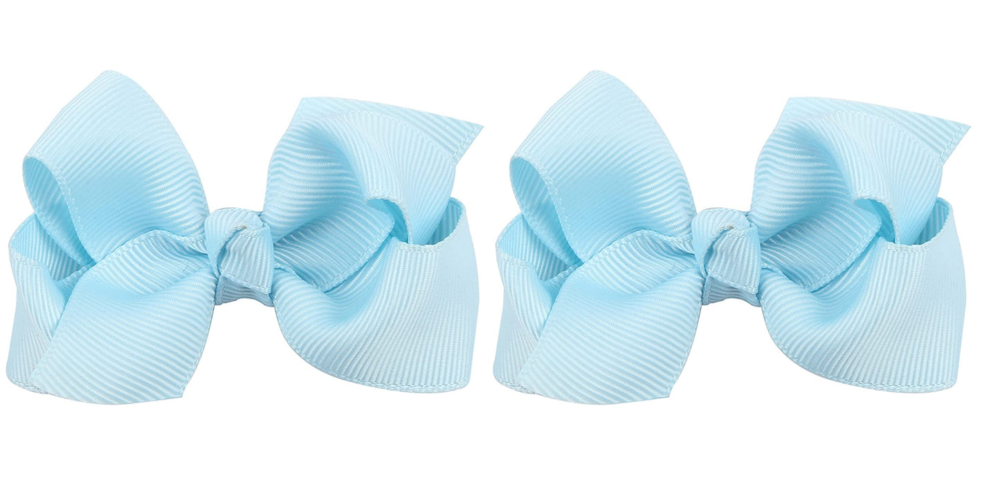 Zoonai 3 Inch Baby Girl Hair Bows Boutique Hair Clip Teens Toddlers Hairpin Headwear - Set Of 2 (Light Blue)