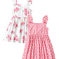 Patpat 2 Pack Toddler Girls Ruffle Sleeve A-Line Dresses Baby Girl Summer Casual Multi-Pack Sundress, Pink Rose, 6-7 Years