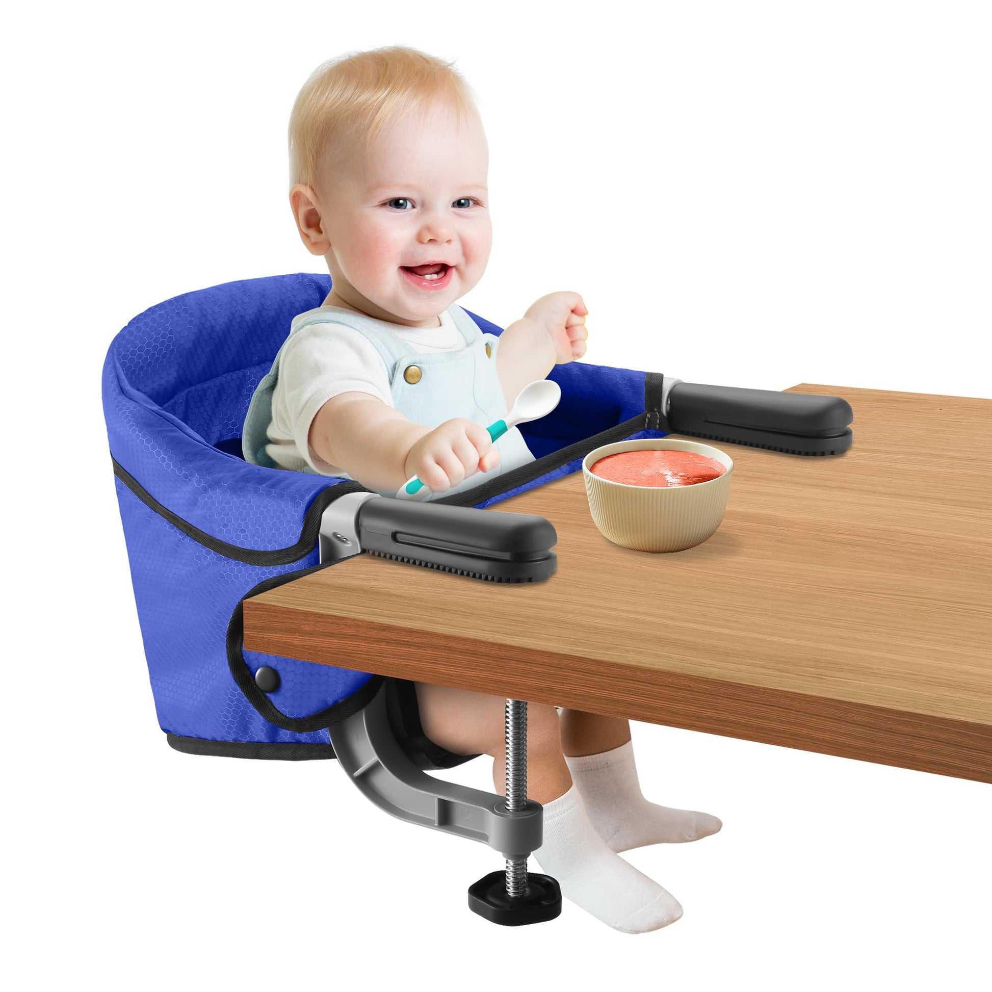 Fast Table Chair Hook on Chair Clip on Table Clamping Chair Portable Heavy Duty Feeding Seat, Fold-Flat Storage, Attach to Table