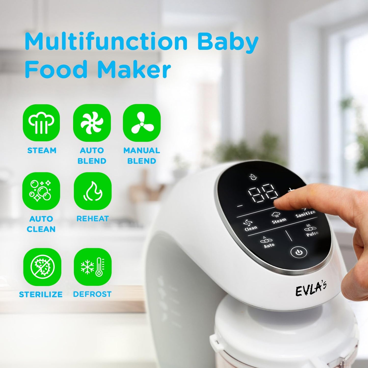 Evla'S Baby Food Maker, Steamer, Blender, Baby Food Processor For Healthy Homemade Baby Food In Minutes, Touch Screen With 6 Reu