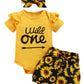 Baby Girl 1St Birthday Outfit Baby First Birthday Clothes Girl Wild One Outfit (Yellow,12-18 Months)