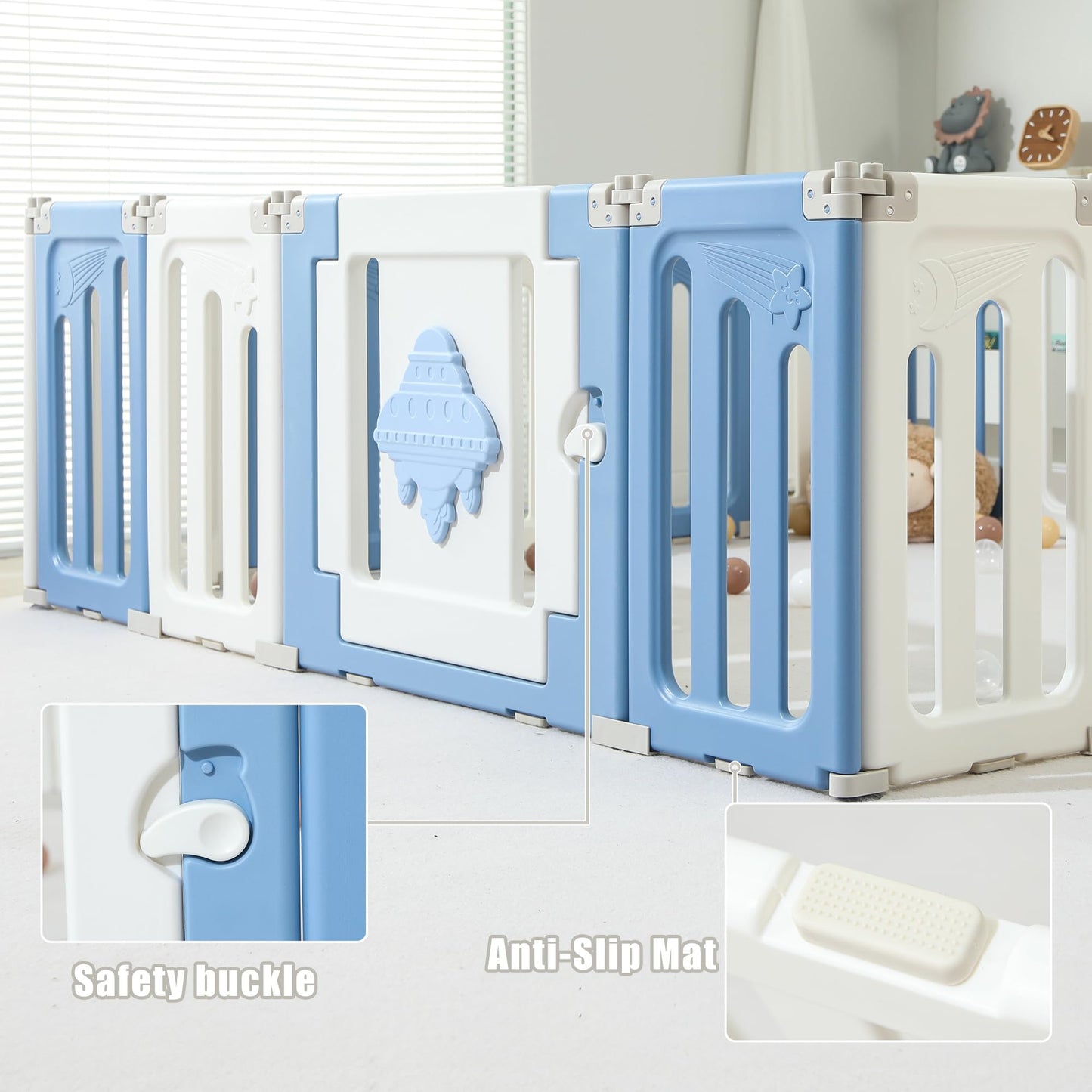 Baby Play Pen, 18 Panels Extra Large Baby Playpen, Foldable Play Pens For Babies And Toddlers, Ufo Portable Baby Fence, Baby Gat
