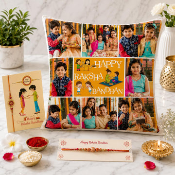 GiftsOnn Personalized Cushion for Brother with Message & Photo | Rakshabandhan Pillow | Custom Pillow from Sister | Rakhi Specia