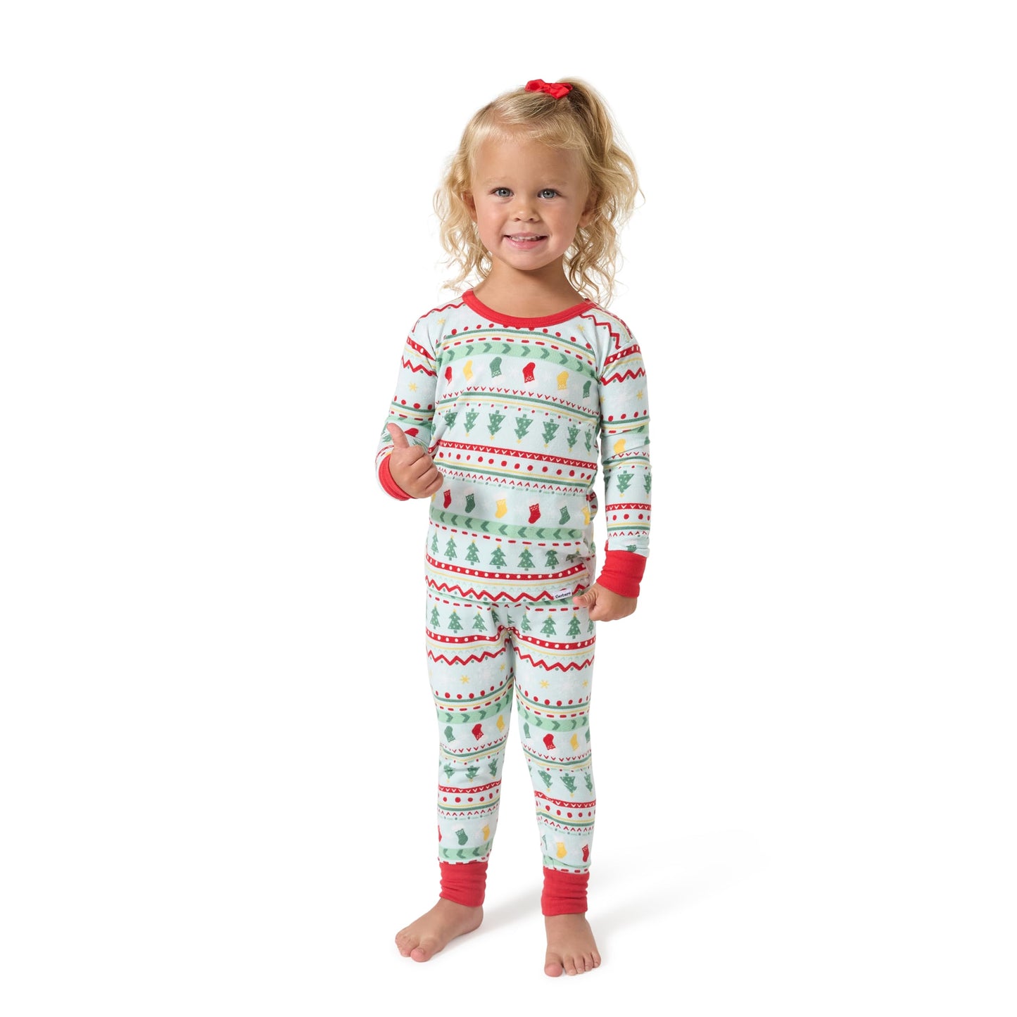 Gerber Unisex Baby Toddler 2-Piece Holiday Family Matching Pajamas, Oh What Fun Fairisle