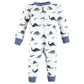 Hudson Baby Unisex Baby Cotton Sleep And Play, Blue Green Dino, 3-6 Months