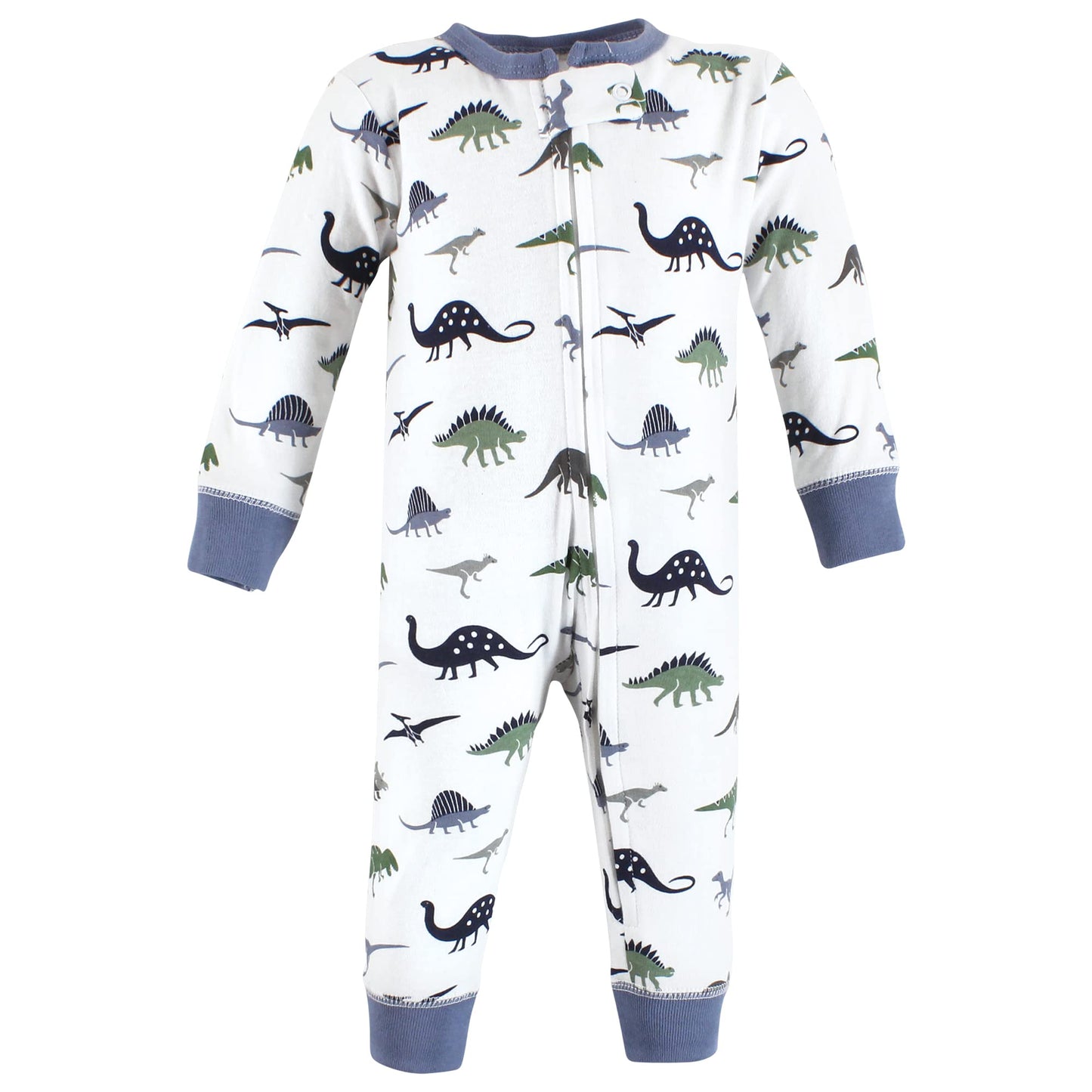 Hudson Baby Unisex Baby Cotton Sleep And Play, Blue Green Dino, 3-6 Months