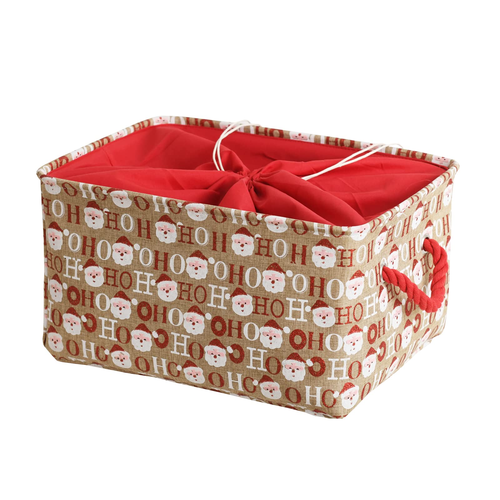 Inough Christmas Baskets For Gifts Empty, Christmas Decor Collapsible Santa Storage Bins With Handles Bright And Festive Gift St