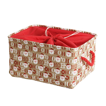 Inough Christmas Baskets For Gifts Empty, Christmas Decor Collapsible Santa Storage Bins With Handles Bright And Festive Gift St