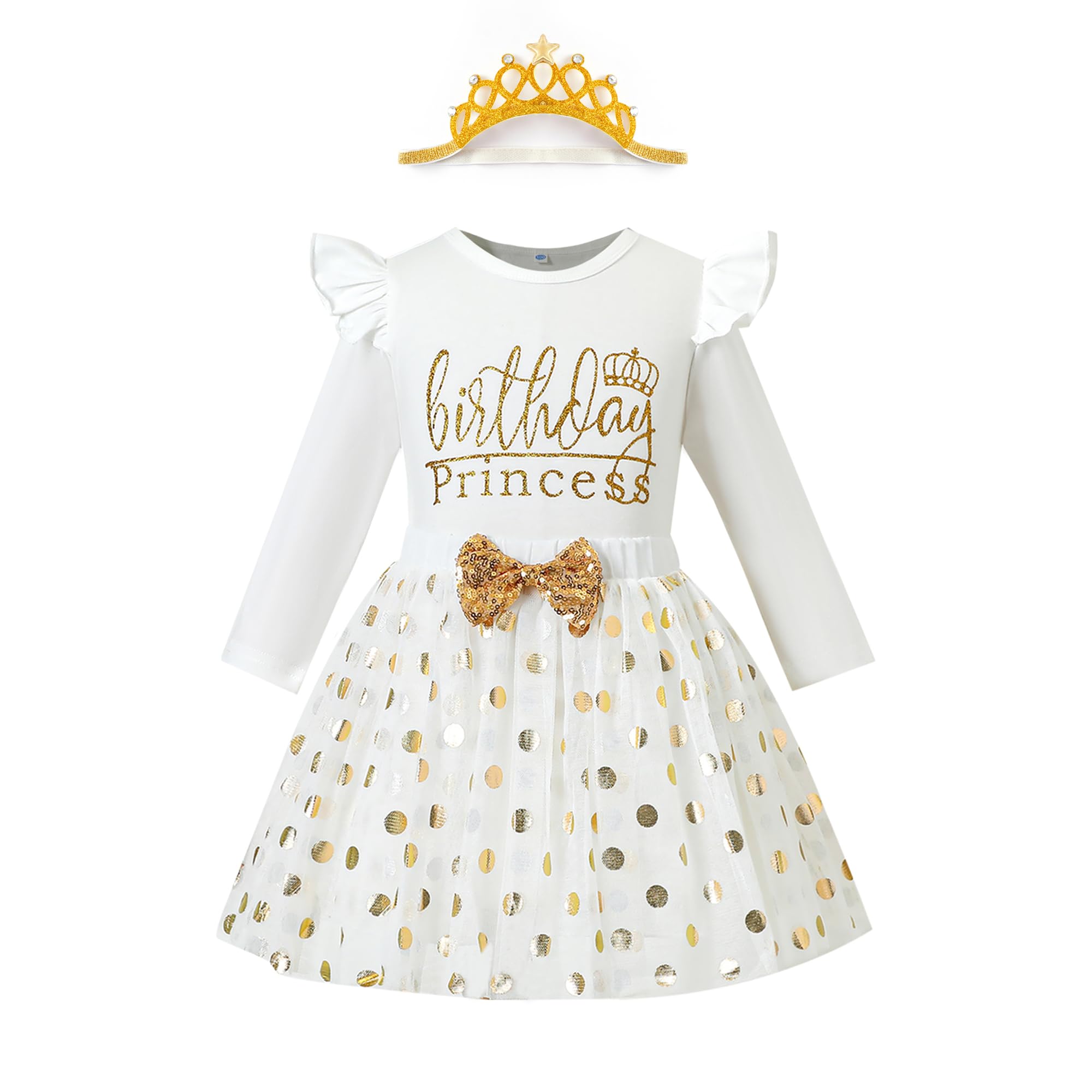 Lysmuch Kids Toddler Baby Girls Birthday Outfits Princess Vest Long Sleeve Shirt WBBAPB09MKJDTK8