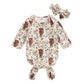 Ciycuit Baby Girl Boy Highland Cow Floral Print Gowns Newborn Coming Home From Hospital Outfit Western Clothes 0-6 Months