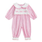 Seyurigaoka Newborn Baby Girl Fall Clothes Bow Gingham Smocked Romper Long Sleeve One Piece Going Home Outfits (Pink, 3-6 Months