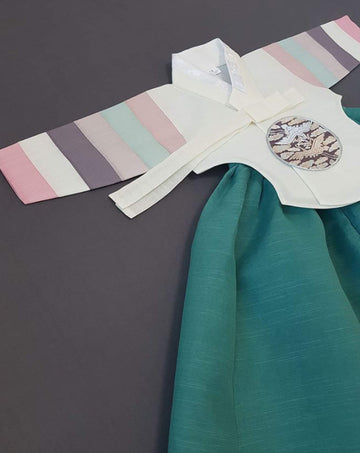 Hanbok 100Th Days Birth Party Celebration Girl Baby Korea Traditional Dress Ivory Green