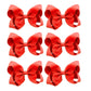 6 Pcs 4.5' Solid Color Grosgrain Ribbon Hair Accessories - Alligator Clips Bows For Toddlers And Girls (Red)