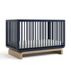 STORKCRAFT Santorini Convertible Crib with Toddler Guardrail (Midnight Blue & Driftwood) - GREENGUARD Gold Certified, Toddler Be