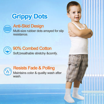 Baby Toddler Socks With Grip- 9 Pairs Anti-Skid Infant Socks For Crawling Walking Playing Non Slip Kids Boys Girls Stay-On Cuffs