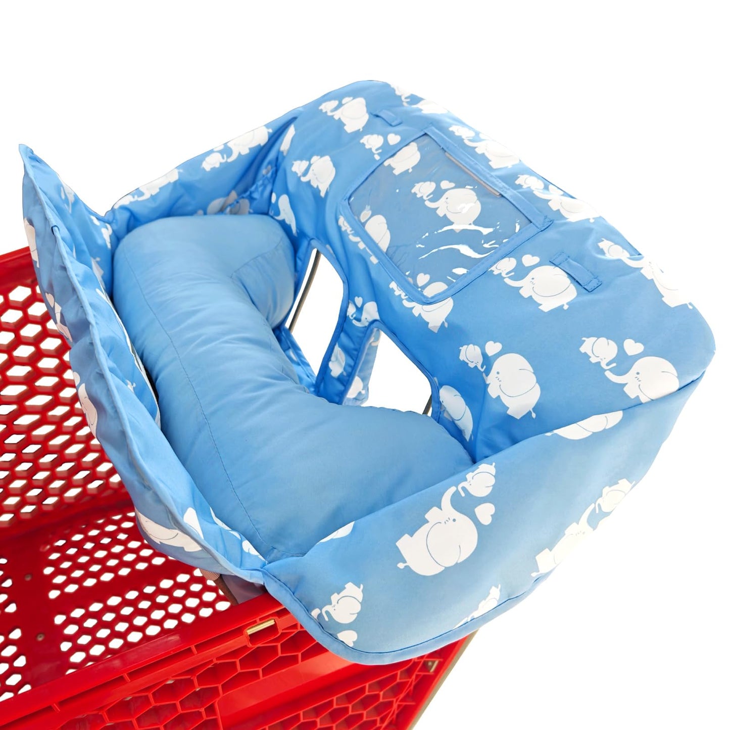 Soft Pillow Attached 2-In-1 Shopping Cart And High Chair Cover For Baby~Padded~Fold'N Roll Style~Portable With Free Carry Bag (B