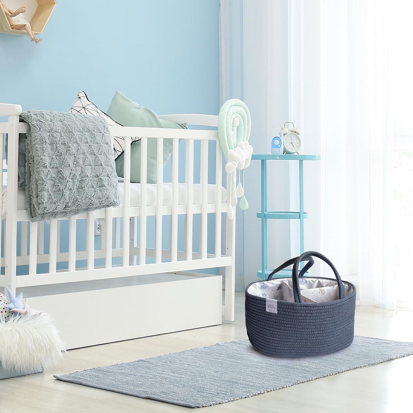 Kiddycare Diaper Caddy Organizer Basket For Nursery Storage Organizer Cart Baby Basket For Diaper Holder, Baby Basket Gift For B
