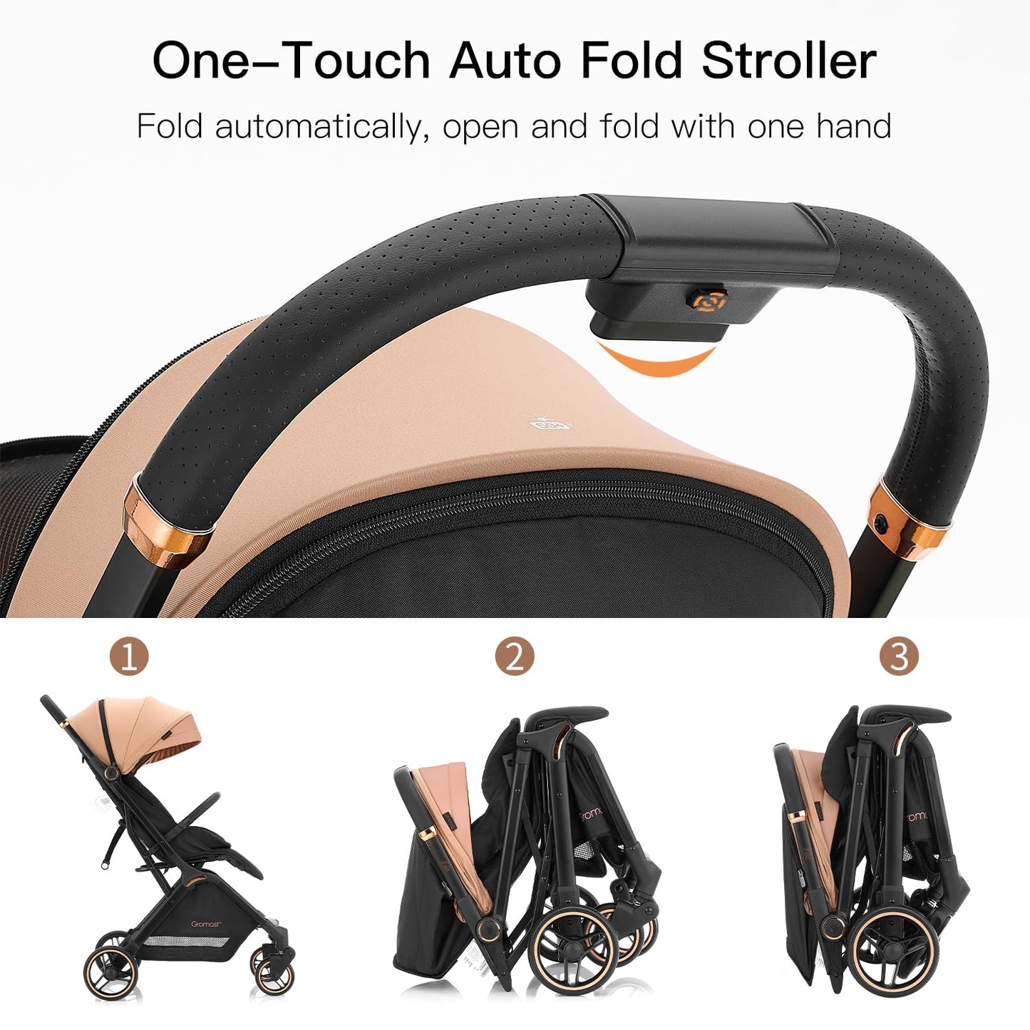 Gravity Folding Baby Stroller - Portable Toddler Stroller W/Adjustable Backrest & Canopy, Lightweight And Uv Protected Travel St