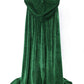 Makroyl Kids Velvet Cloak Cape With Hooded For Halloween Christmas Cosplay Costumes (Small, Green)