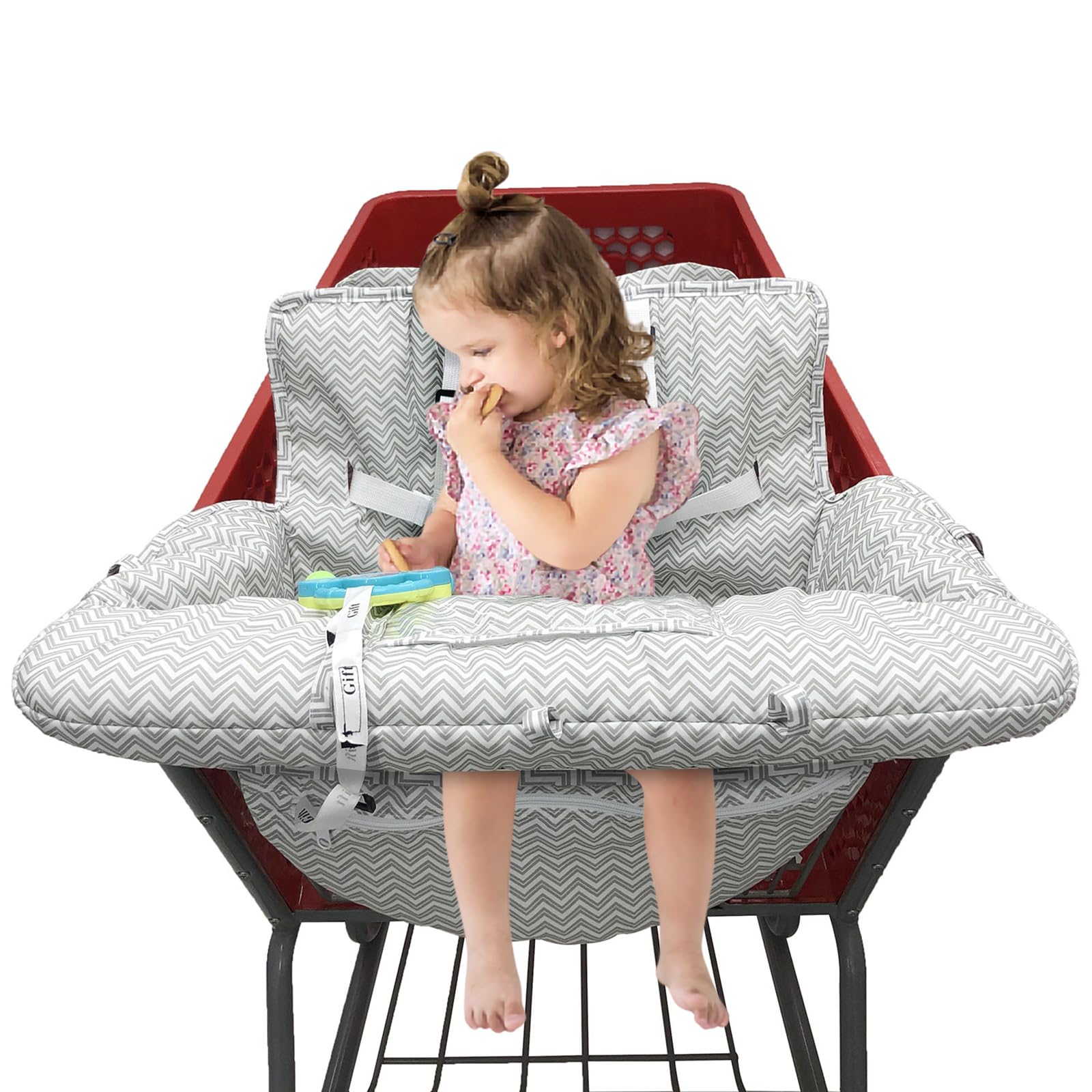 Pandaear Shopping Cart Cover For Baby, 2-In-1 Grocery Cart Seat Cover & Baby Highchair Cover For Infant, Toddler -Grey