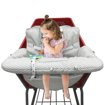 Pandaear Shopping Cart Cover For Baby, 2-In-1 Grocery Cart Seat Cover & Baby Highchair Cover For Infant, Toddler -Grey
